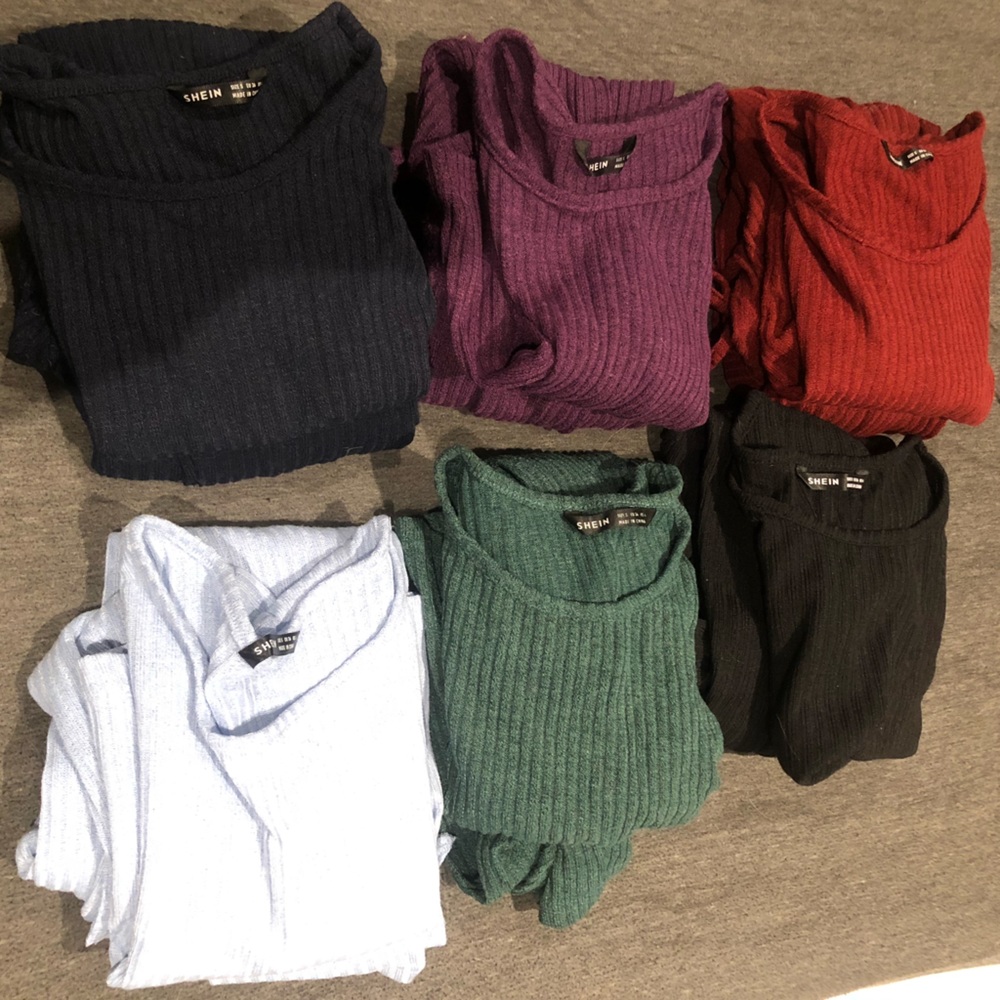Pre-loved! Shein ribbed short sleevecrop top and leggings lounge six sets bundle